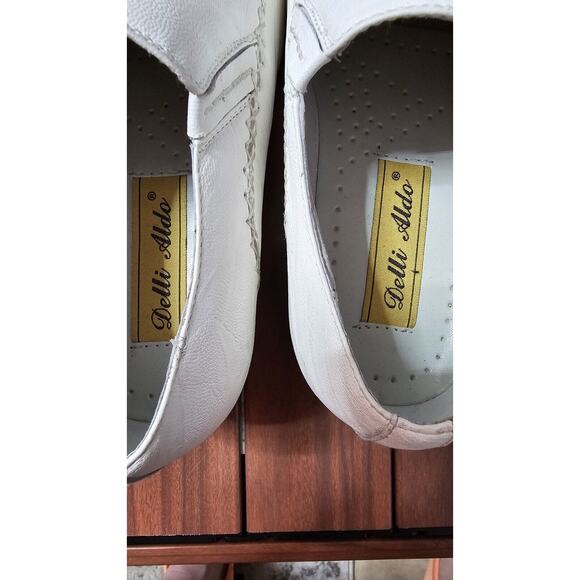 Delli Aldo M-18355 White Etched Cross Square Toe Slip On Loafers MENS 7 UK 6.5 - Picture 6 of 9